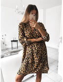Trendy Animal Print Shirt Dress with Belt