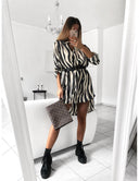 Trendy Animal Print Shirt Dress with Belt