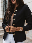Chic Women's Blazer Jacket with Gold Buttons
