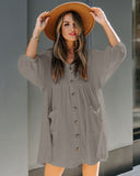Chic Women's Button Dress with Pockets
