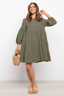Women’s Flowing Jersey Dress with Ruffled Sleeves