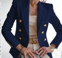 Chic Double-Breasted Blazer with Gold Buttons