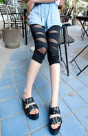 Chic Women's Leggings with Unique Twist and Sheer Panels