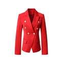 Chic Women's Double-Breasted Blazer with Gold Accents