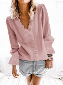 Ruffle-Detail Women's Blouse with Button Closure