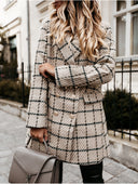 Chic Women's Striped Blazer with Shoulder Pads
