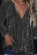 Glittery Long Sleeve Blouse for Chic Style