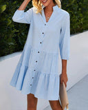 Checked A-Line Dress with Button Front for Women