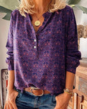 Vintage Print Long Sleeve Blouse