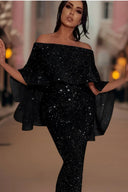 Off-Shoulder Glitter Maxi Dress for Glam Events