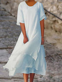 Chic Summer Dress with Classic Round Neckline