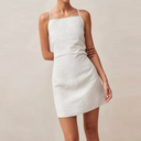 Chic Cotton Mini Dress with Crossed Back Design