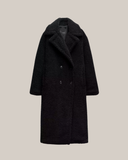 Women's Long Teddy Coat - Cozy Winter Outerwear with Chic Lapel Collar