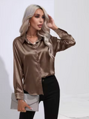 Chic Long Sleeve Satin Blouse