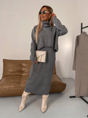 Chic Jersey Midi Dress with Turtleneck