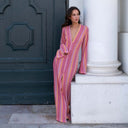 Chic Striped Patterned Crochet Maxi Dress