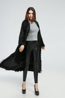 Chic Midi Dress with Plush Faux Fur Accent
