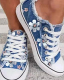 Floral Print Denim Sneakers for Everyday Style