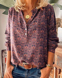 Vintage Print Long Sleeve Blouse