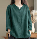 V-Neck Cotton Blouse for Effortless Style