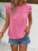 Vintage Round Neck T-Shirt with Ruffle Trim