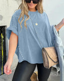 Trendy Oversized Studded Tee
