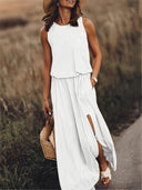 Bohemian Maxi Dress with High Slit