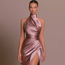 Chic Sleeveless Long Dress with Autumn Collar