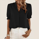 Chic V-Neck Short Sleeve Blouse