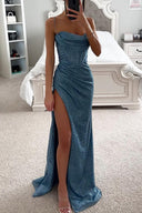 Enchanting Sequined Maxi Dress with Corset & Waterfall Neckline