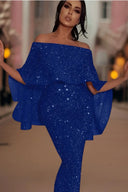 Off-Shoulder Glitter Maxi Dress for Glam Events