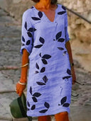 Floral Print Half Sleeve Women's Dress
