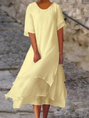 Chic Summer Dress with Classic Round Neckline