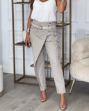 Patchwork Trousers with Statement Belt