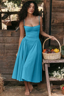 Sleek Corset-Style Midi Dress