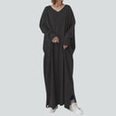 Relaxed Fit V-Neck Maxi Dress with Long Sleeves