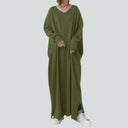 Relaxed Fit V-Neck Maxi Dress with Long Sleeves