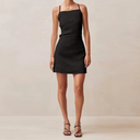 Chic Cotton Mini Dress with Crossed Back Design