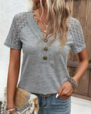 Women's Lace-Trim Short Sleeve Top