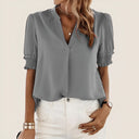 Chic V-Neck Short Sleeve Blouse