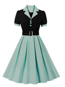 Chic Vintage Polka Dot Dress for Fall Women