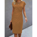 Waist-Accent Short Sleeve Dress for Women