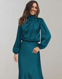 Chic Satin Long Sleeve Dress