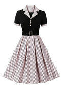 Chic Vintage Polka Dot Dress for Fall Women