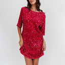 Bell Sleeve Sequin Dress with Glamorous Shine