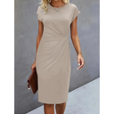 Waist-Accent Short Sleeve Dress for Women