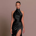 Chic Sleeveless Long Dress with Autumn Collar