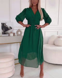 Chic Heart Neckline Solid Color Dress