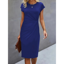 Waist-Accent Short Sleeve Dress for Women