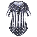 Chic Star & Stripe Women's T-Shirt with Stylish Lacing
